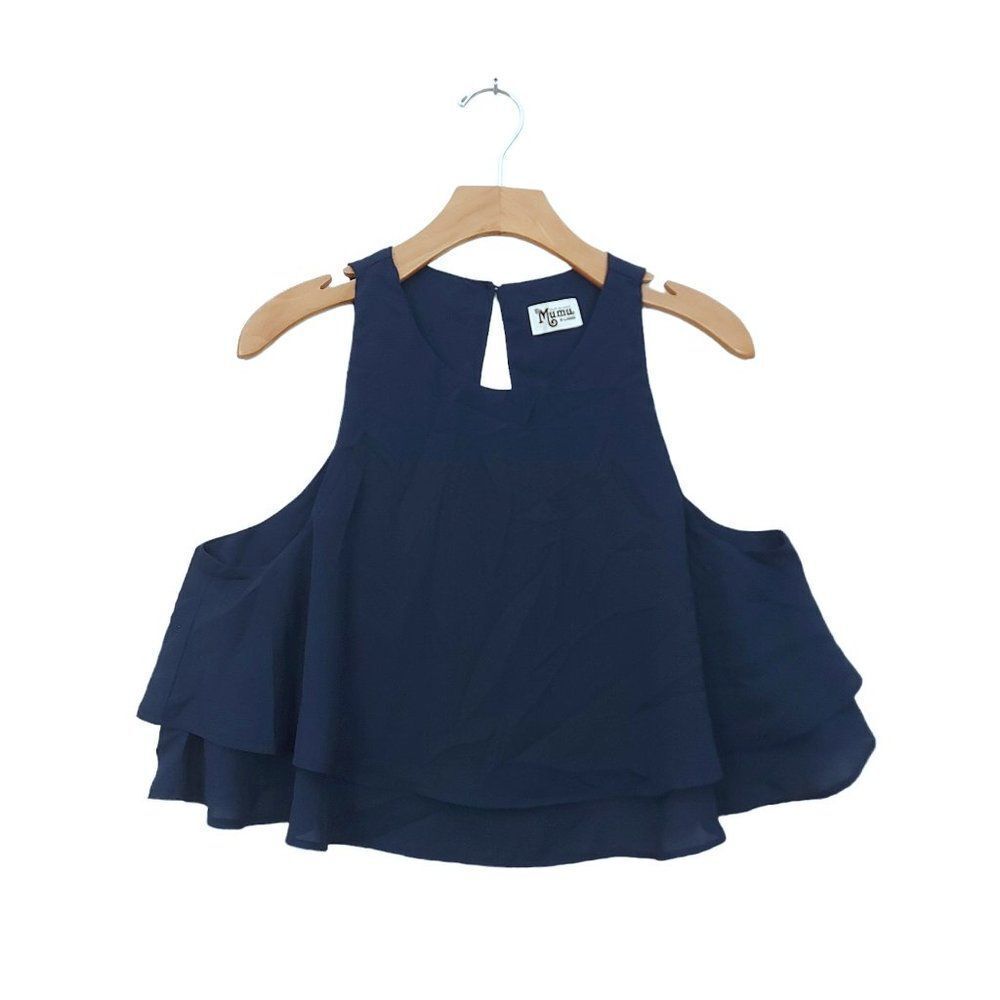 Show Me Your Mumu Top Blouse Womens XL Navy Sleeveless Lined Bohemian Boho Sexy